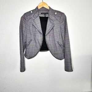 White House Black Market Plaid Moto Jacket
